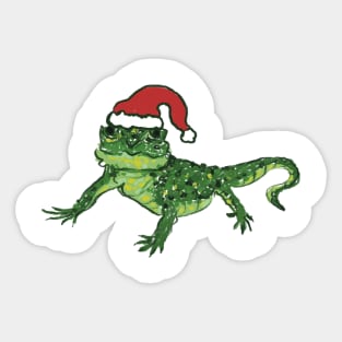 Lizard in a Christmas hat Sticker